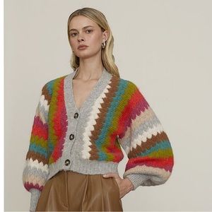 Anthropologie Rainbow Contrast Cardigan by Eleven Six